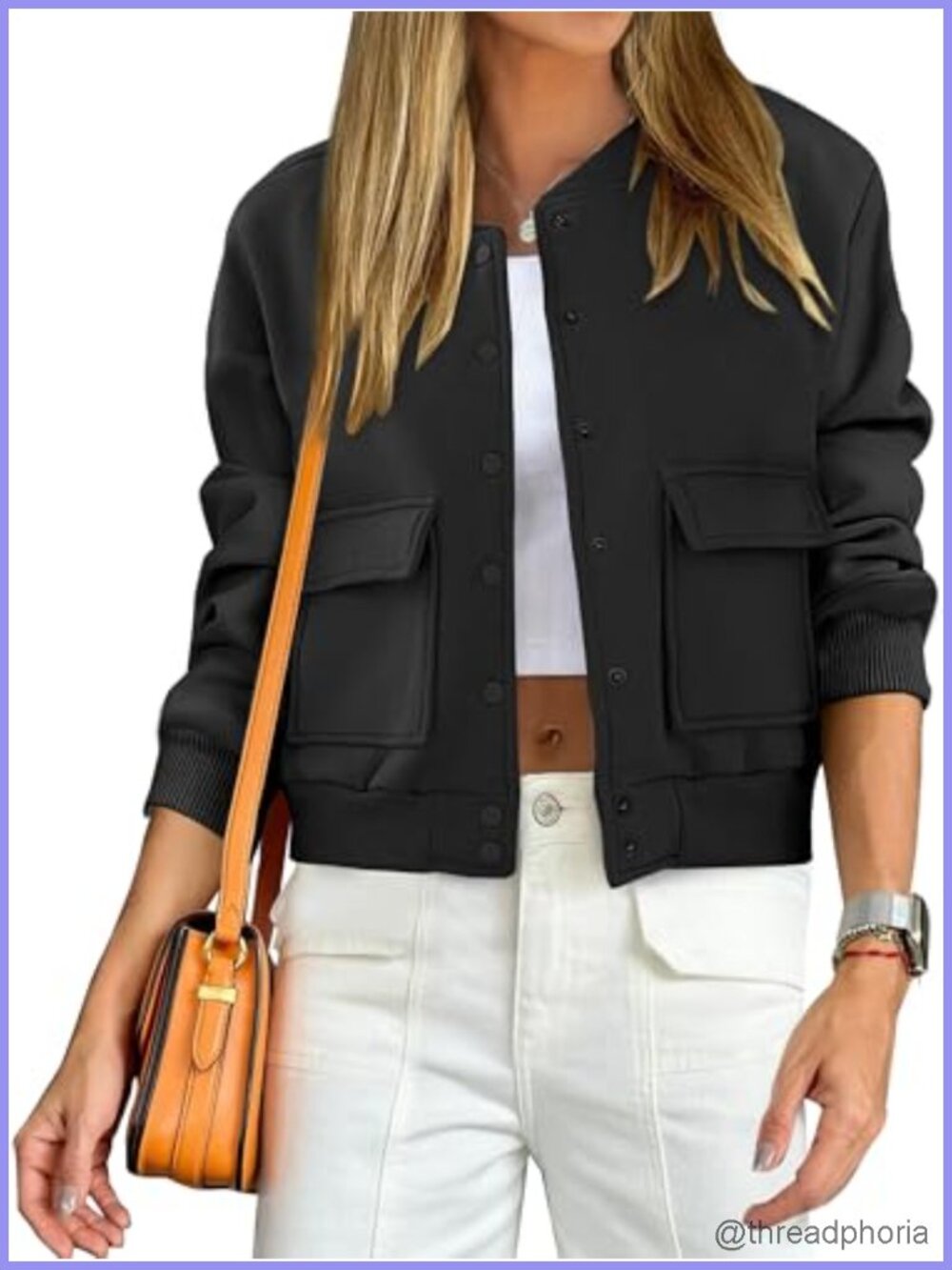 Women Cropped Bomber Jacket Button Down Casual Varsity Y2k Jacket Fall Outfits